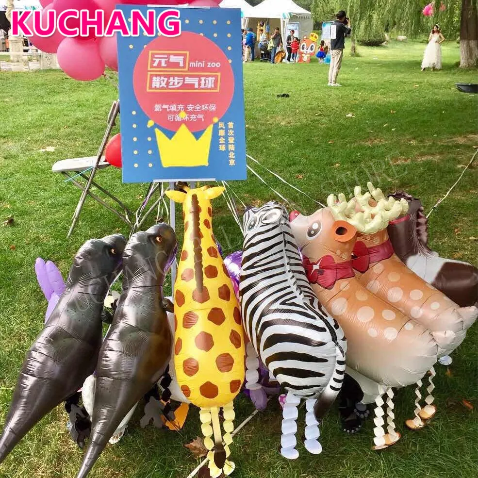 

30pcs/lot Kids Gift Cute Cartoon Walking Animal Pets Foil Balloons Animal Airwalker Helium Globos Fun Birthday Parties Decor