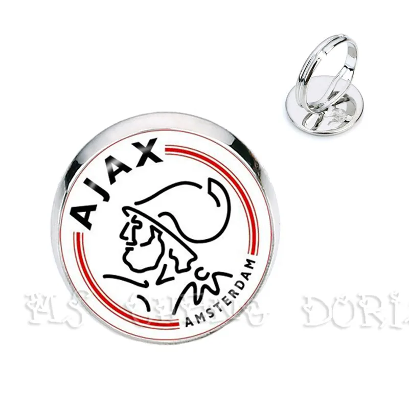 Футбольный клуб 16 мм стеклянная кольца с кабошоном Ajax PSV футбольные лиги логотип