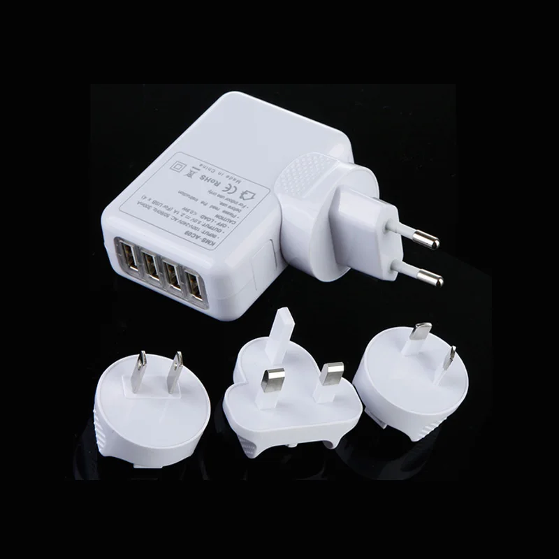 Универсальное 5В 2.1A 10 Вт 4 порта USB настенное зарядное устройство UK US AU EU