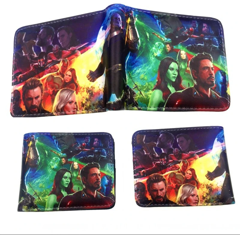 

New Design Anime Cartoon wallets Comics Iron Man/Hulk/Captain America wallet card holder Coin Pocket Children Purse Gift