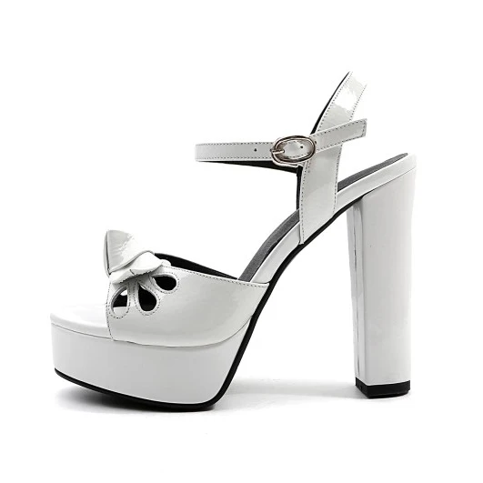 Arden Furtado/ г.; летние модные босоножки на массивном каблуке 12 см на платформе; цвет белый, красный; обувь из натуральной кожи; женская обувь с бантом-бабочкой - Цвет: Белый