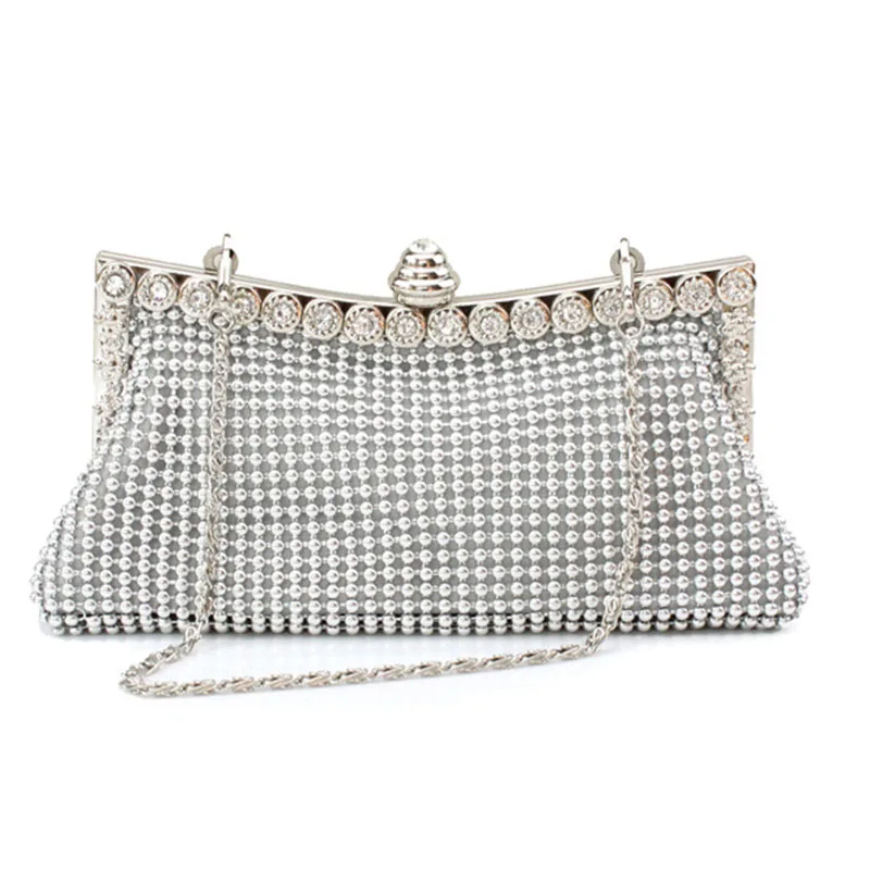 Bridal Crystal Wedding Silver Bags Hot Style Beaded Handbag Diamond