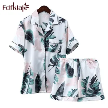 

Fdfklak Night Suit For Women Pyjama Set Two Piece Pijamas Mujer Short Sleeve Women Sleepwear Pajamas Women Summer New Q1197
