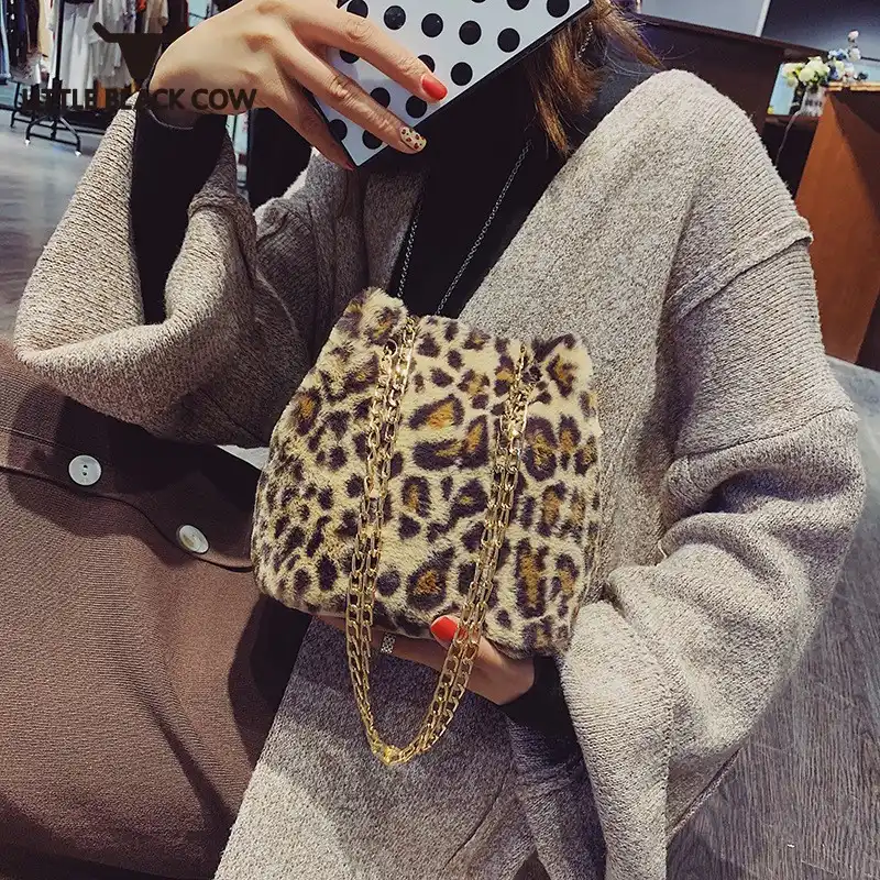 fluffy leopard bag