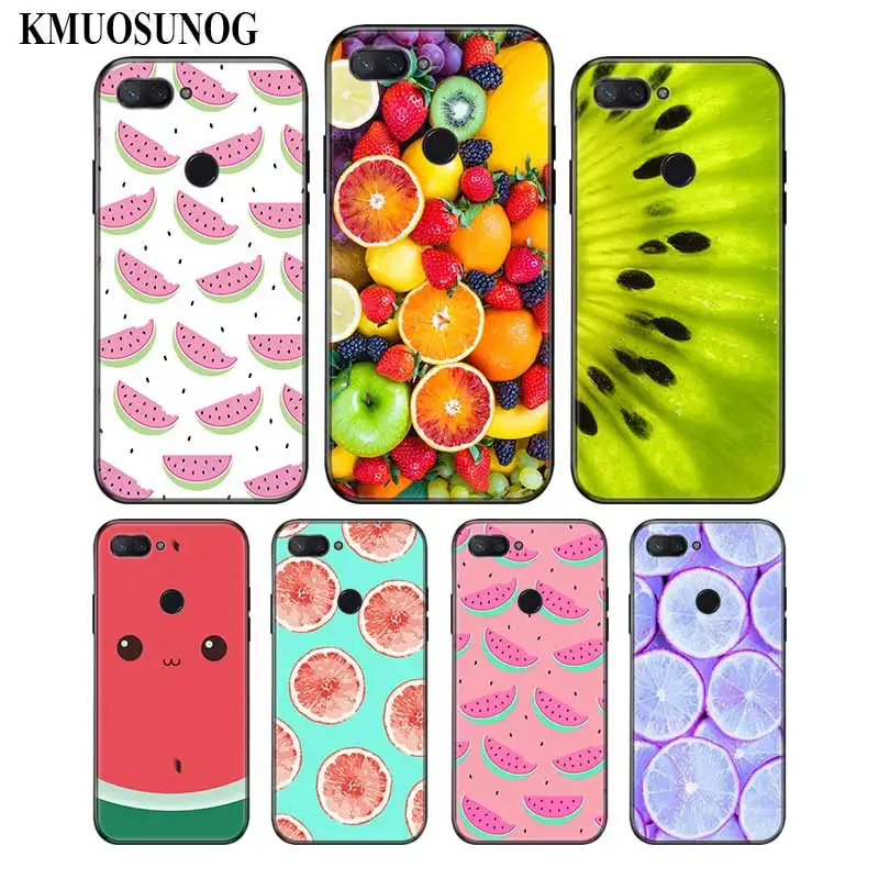 

For Xiaomi 6 8 A1 A2 Redmi Note S2 4 4X 5 5A 6 6A Pro Lite Black Silicon Phone Case Summer Fruit Watermelon Style