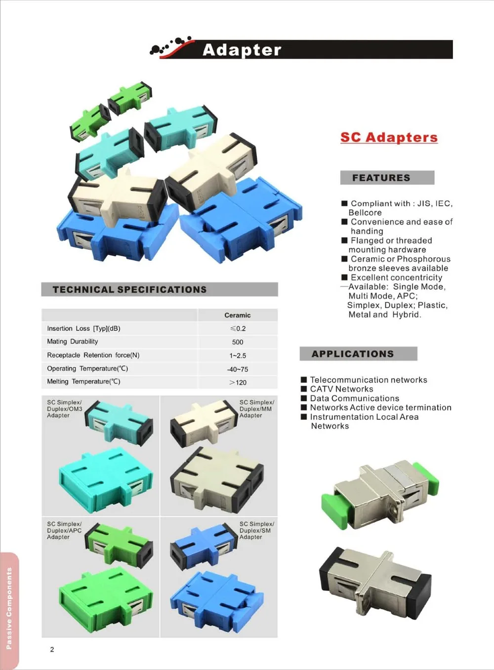 sc adptor specs