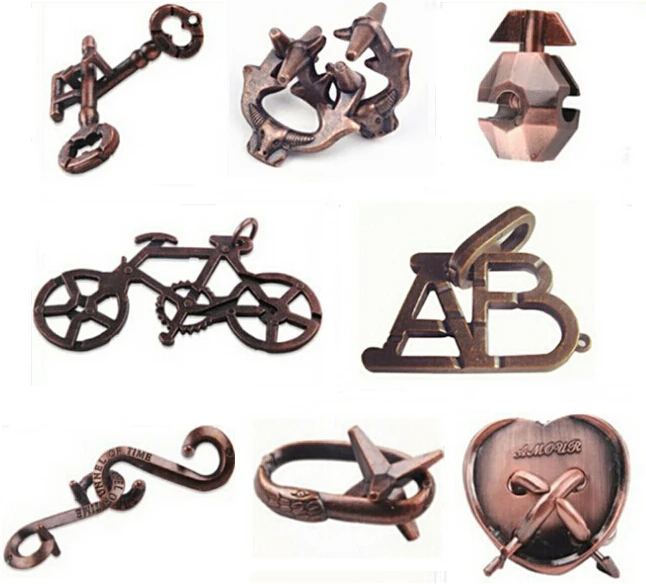 

8PCS/LOT Metal Puzzle Classic IQ Mind Brain Teaser Puzzles Game Toy for Adults Children