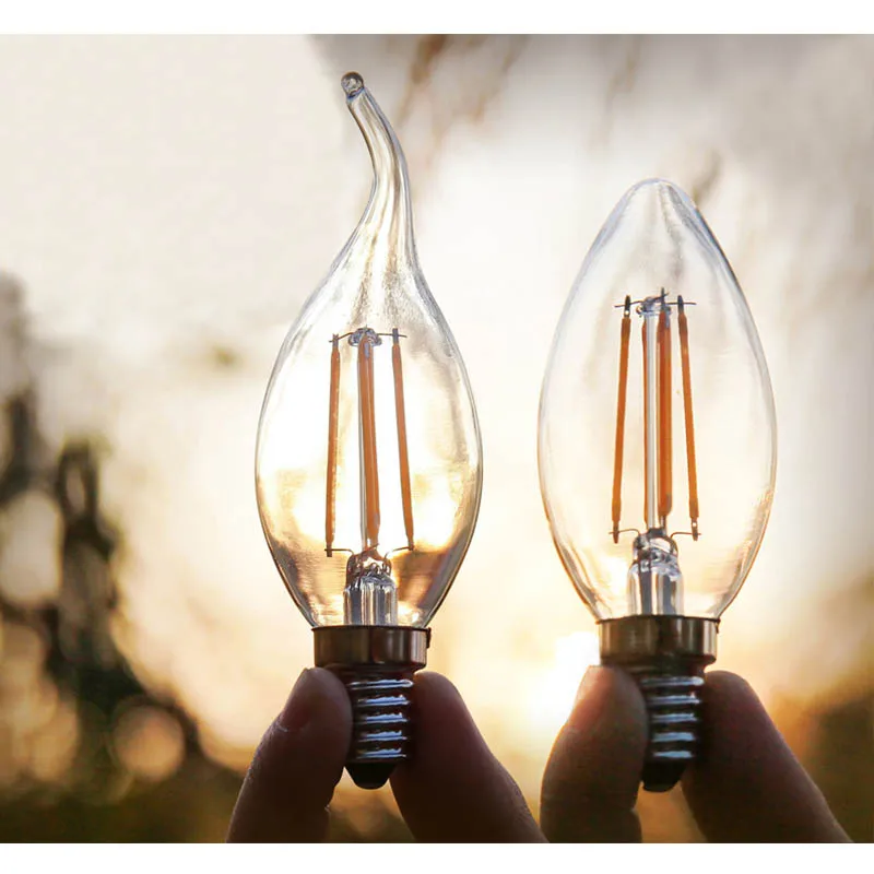 4pcs E14 E27 220V LED Filament Edison Bulb 2W 4W 6W 8W 12W Antique Retro LED Candle Lights Chandelier Ampoule Lamparas Lampadina