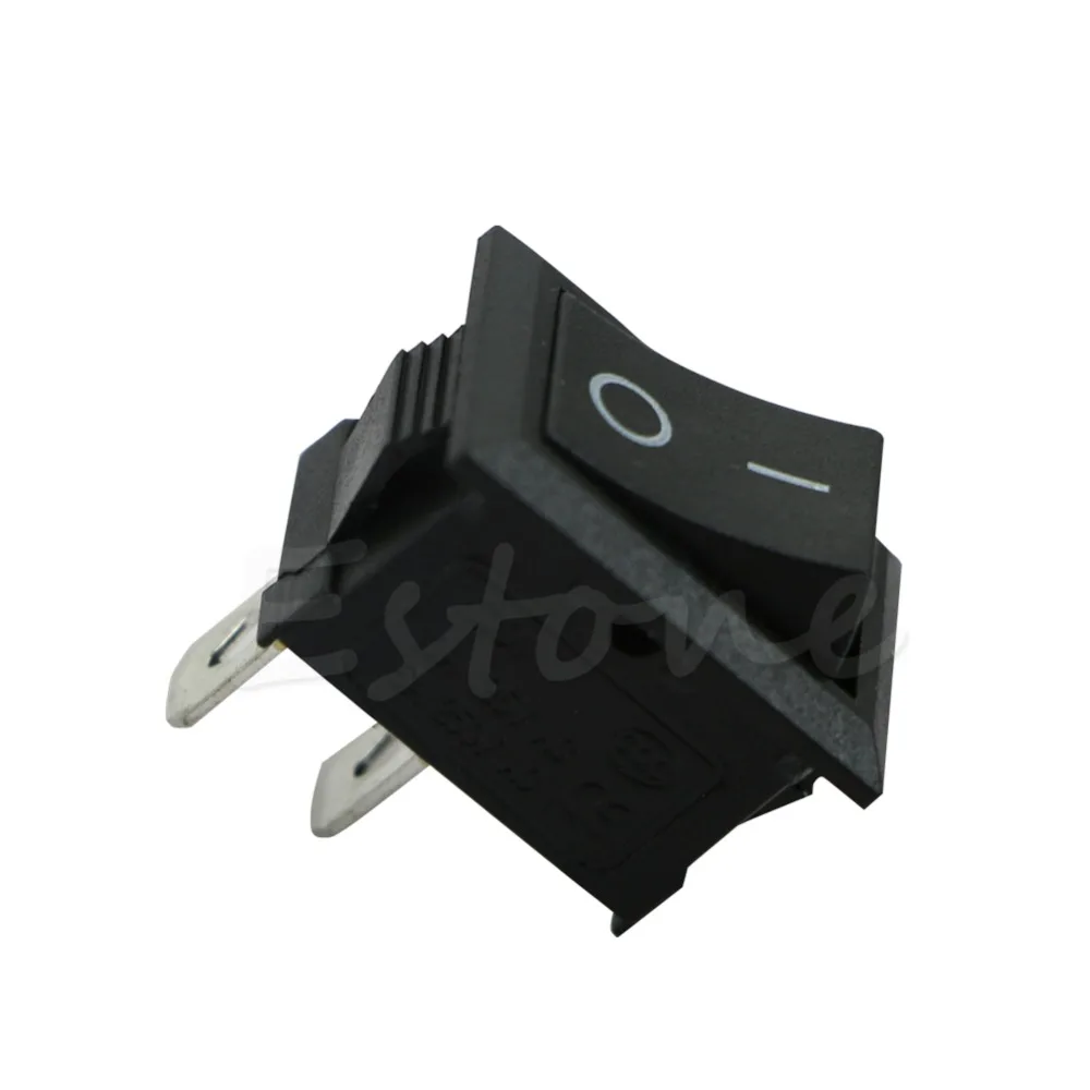 

1PC 250V 3A Mini Boat Rocker Switch SPST ON-OFF KCD1-2Pin Black Plastic Button C15