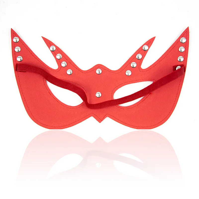 Капот маска БДСМ Связывание игрушка бондаж удерживающая капот фетиш маска капюшон Pet ролевые игры секс-игрушки для пар сексуальная игрушка повязка из кожи на глаза - Цвет: MZ16---red