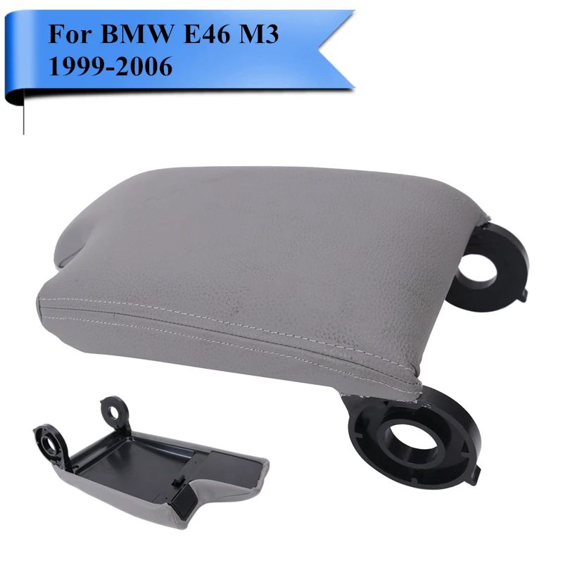 Grey Leather Center Console Armrest Pad For BMW E46 M3 323i 325i 328i