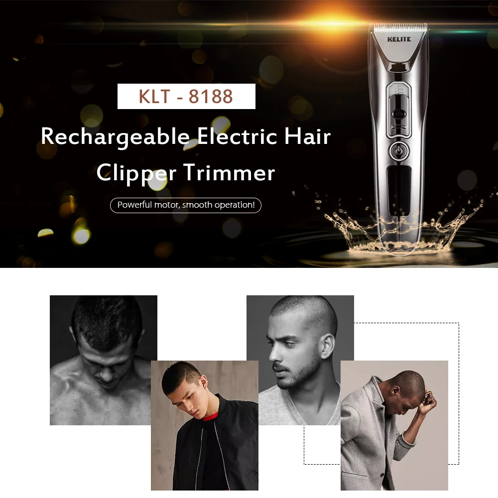 Kelite KLT - 8188 USB Rechargeable Electric Adjustable Hair Clipper Barber Haircut Trimmer