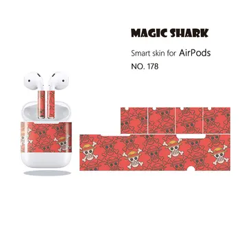

Magic Shark One Piece Skull Luffy Pirate Earphone Sticker PVC Wrap Case Cover Film for Apple Airpods