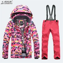 Высококачественный дизайнерский женский лыжный костюм Лыжная куртка+ лыжные брюки комплект для сноубординга верхняя одежда для женщин
