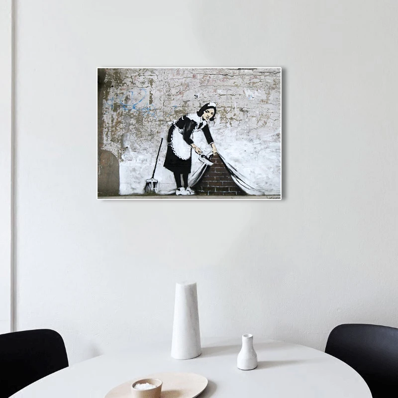 

Maid cleaning Room Brick Wall Abstract Wall Art Canvas Posters Oil Printing Home Decor Bedroom Office Decoration No Frame