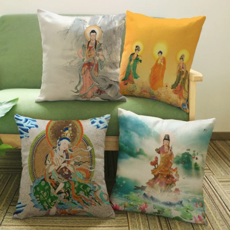 

Traditional Buddists Meditation Religion Relief Buddha Decorative Worship Throw Pillow Kwan-yin bodhisatta Buddism Cushion Cover