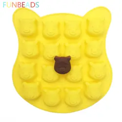 16 с рисунком головы медведя Форма мультфильм силиконовые формы для 3D ремесла шоколадная Форма для пирога, посуда для выпекания силиконовые