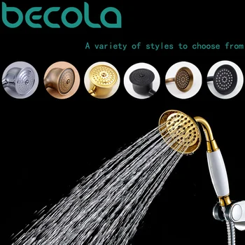 

Free shipping European style with ceramic gilded telephone shower head black antique brass handheld shower B-01