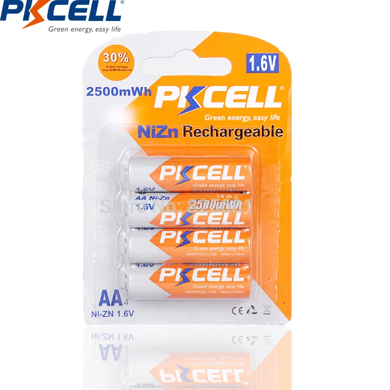 4 шт. 1 карта PKCELL NIZN AA 2500mWh аккумуляторные батареи и зарядное устройство nizn 1,6 v EU US вилка для машинной игрушки