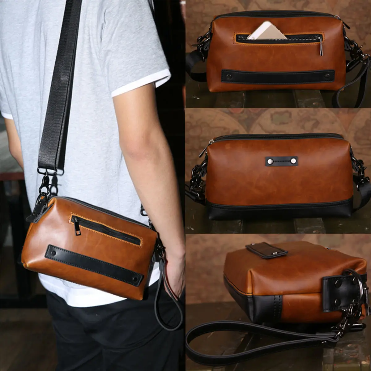 Fashion Business Handbag Men Envelope Bag Classical Brown Briefcase Men