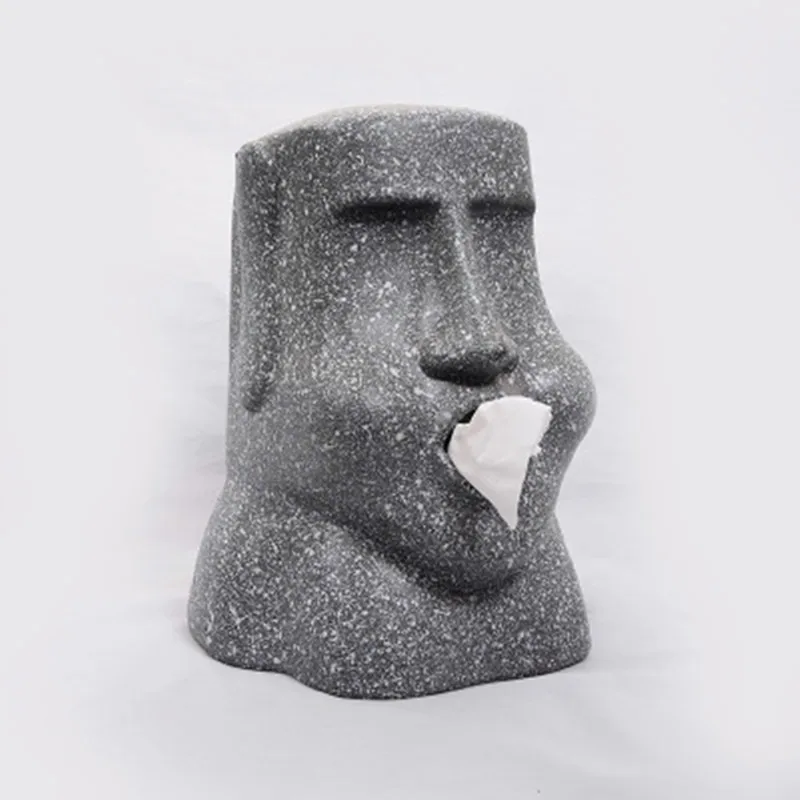 

Easter Island Moai Resin Stone Portrait Tissue Box Personality Home Living Room Desktop Decoration Napkin