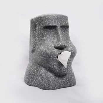 

Easter Island Moai Resin Stone Portrait Tissue Box Personality Home Living Room Desktop Decoration Napkin