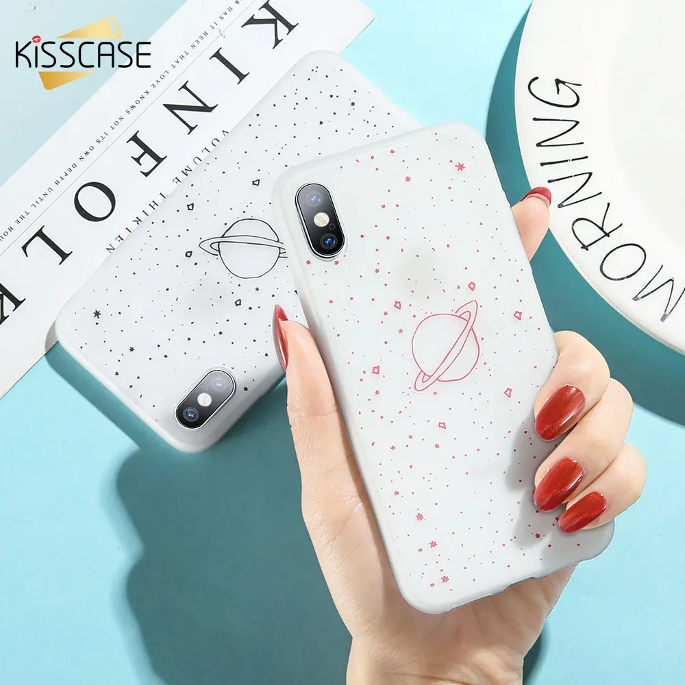 KISSCASE Luxury Luminous Case For iPhone X White Starry Night Planet 6 6S 7 8 Plus Xs Max XR Soft Capinhas |