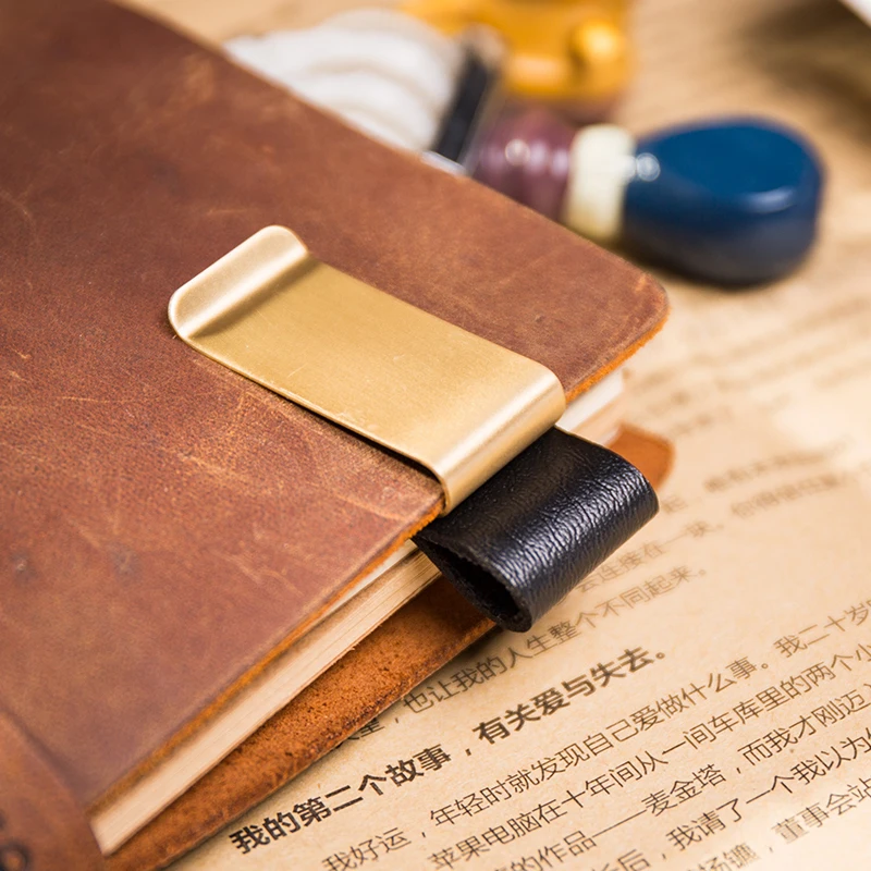 

Brass Notebook Clip Pen Clip for Vintage Leather Traveller Notebook Cowhide Diary Spiral Loose Leaf Metal Pen Holder