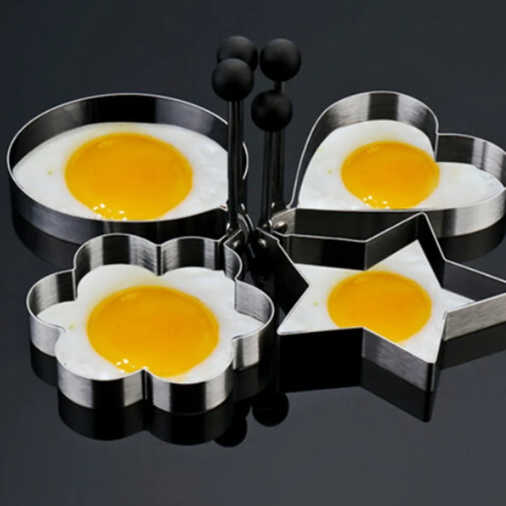 2Pcs 2017 New Arrival Novelty Stainless Steel Fried Egg Shaper Ring Pancake Mould Cooking Tool