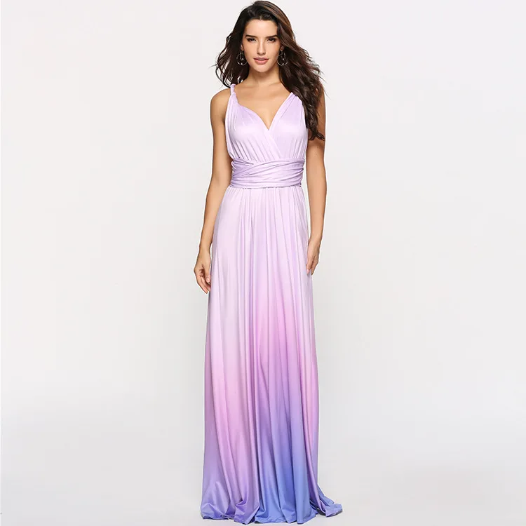 

2019 Fall New Multiple Wearing Methods Rope Cross Bandage Dress Sexy Halter Dress Floor-length Long Backless Maxi Dress V Neck
