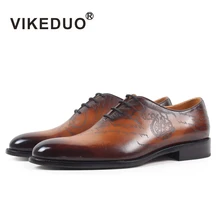 Vikeduo Марка Новые Роскошные из коровьей кожи мужские туфли-оксфорды коричневые туфли ручная роспись высококлассные туфли под свадебное платье обувь для мужчина
