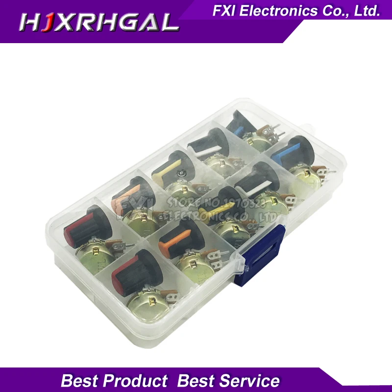 

10PCS WH148 potentiometer B1K B2K B5K B10K B20K B50K B100K B250K ohm 3PIN 15MM Knob AG2 15x17mm Yellow Orange Blue White Red