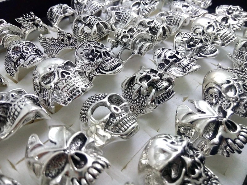 30 шт. готические байкерские кольца с черепом, мужские вечерние кольца в стиле панк, ювелирных изделий