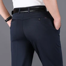 Летние мужские брюки классические деловые повседневные Прямые брюки высокого качества модные тонкие брюки свободные мужские брюки