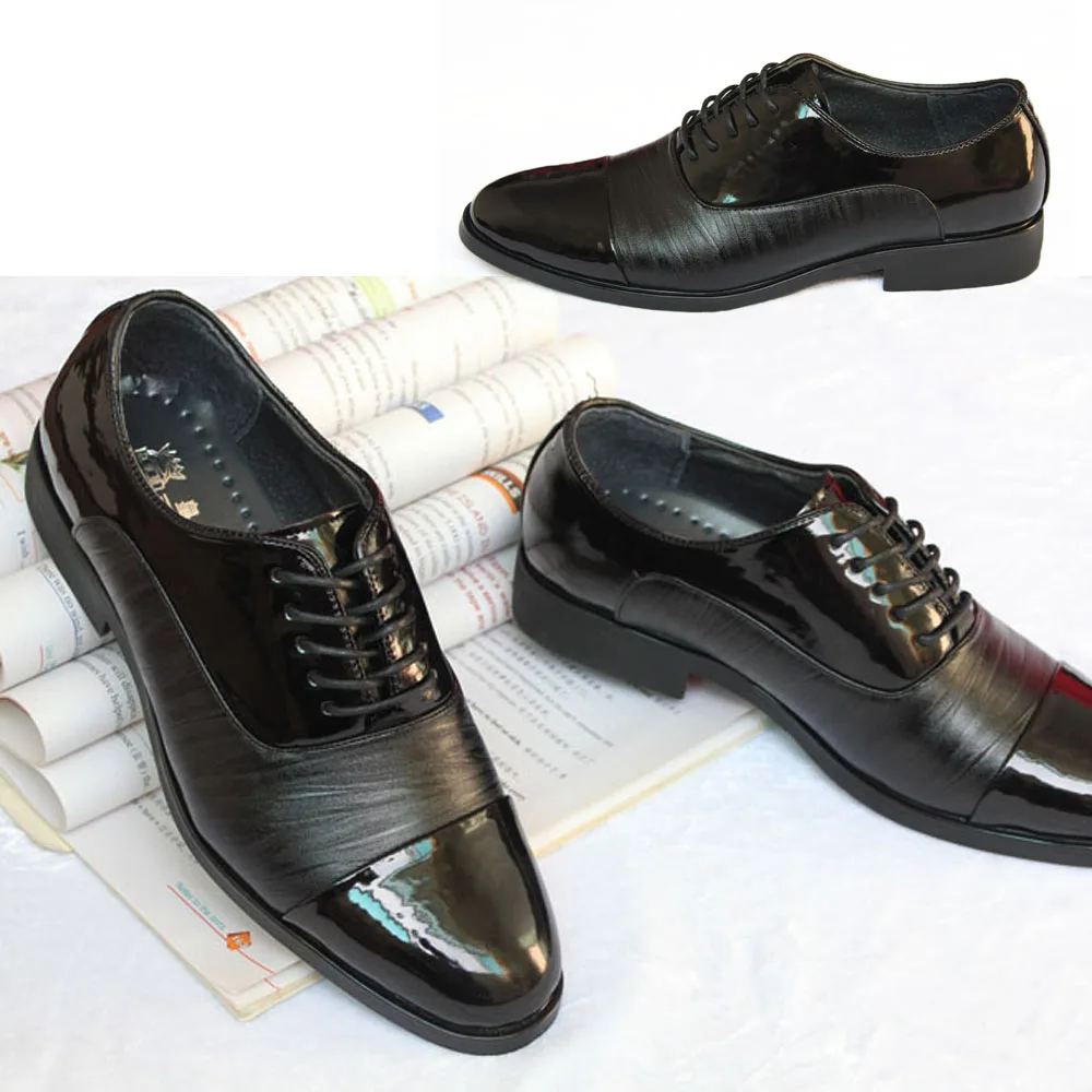 Lacing fashion commercial japanned leather pointed toe leather casual