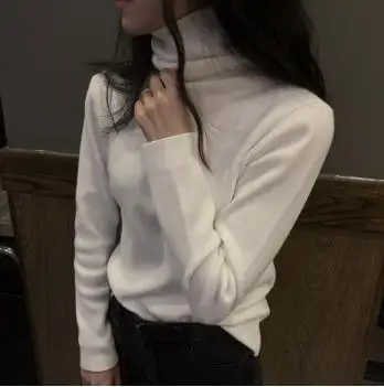 Casual Turtleneck Pullover pull femme Hot Fall Winter Korean Chic Basic Metallic luster Knitted Sweater Women Jumper LM94 - Цвет: photo color
