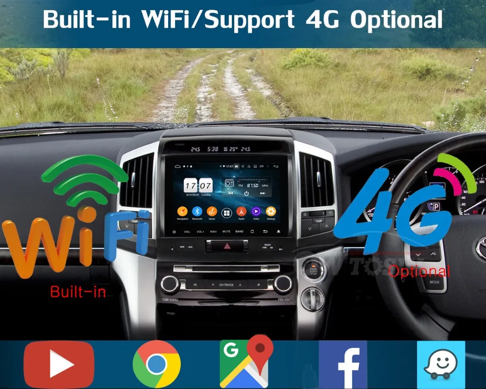 Cheap 9" IPS 8 Core 4G RAM+64G ROM Android 9.0 Car DVD Radio GPS For Toyota Land Cruiser LC200 2007-2015 DSP CarPlay Parrot BT Stereo 9