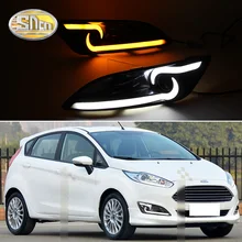 SNCN LED Daytime Running Lights for Ford Fiesta 2013 2014 2015 2016 DRL front fog lamp cover with yellow turn signal lights цена SNCN LED Daytime Running Lights for Ford Fiesta 2013 2014 2015 2016 DRL front fog lamp cover with yellow turn signal lights цены онлайн