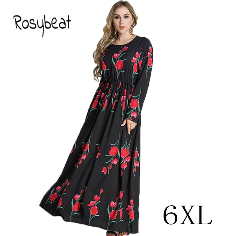 Female Plus Size Long Maxi Dress 5XL Ladies Clothing Malaysia Islamic Abaya A Line Vestidos