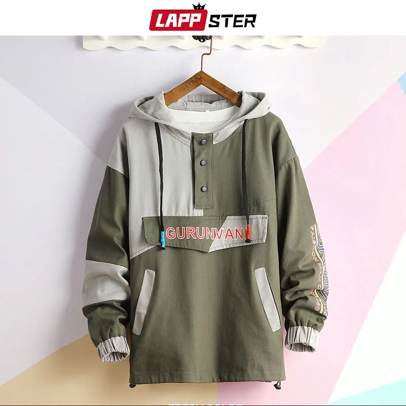 Толстовка LAPPSTER мужская с капюшоном Японская уличная одежда худи в стиле колор