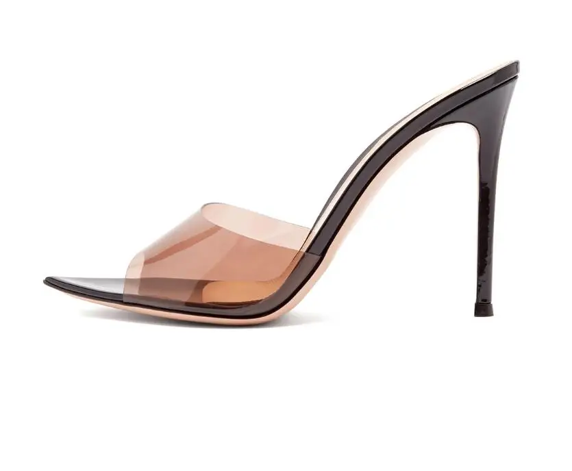 

Clear PVC Transparent Slip Sandals Thin Heel Stilettos High Heels Point Toes Women Party Shoes Nightclub Pump 35-46