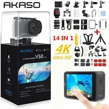 AKASO V50 Pro NIC 4 K/30fps 20MP WiFi Экшн-камера 4 K с сенсорным экраном EIS регулируемый угол обзора 30 m Водонепроницаемая камера