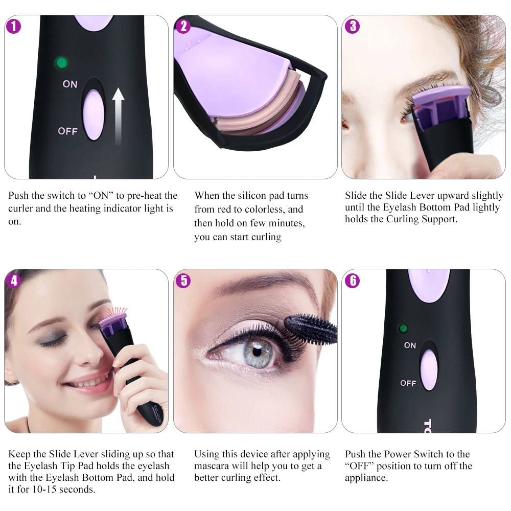 Aquecido e Duplo Almofada de Silicone Touchbeauty Cílios Curler Aquecimento Encaracolado Ferramenta Fazendo Longos Tb-1016 7 almofada de silicone encaracolado ferramenta fazendo cílios longos tb-1016