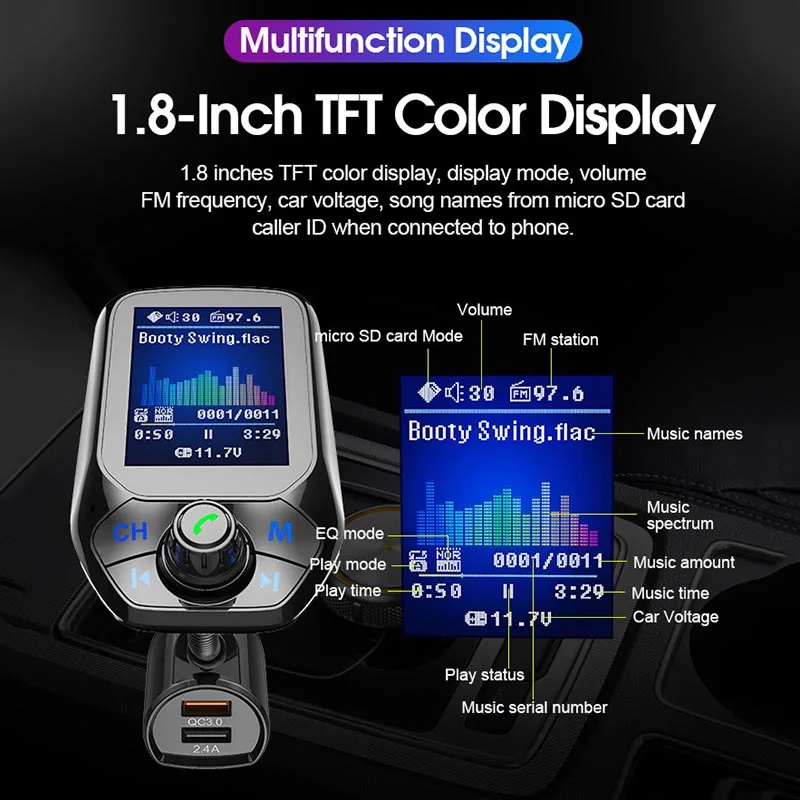 Автомобильный Bluetooth fm передатчик MP3 плеер Hands Free радио адаптер USB зарядное