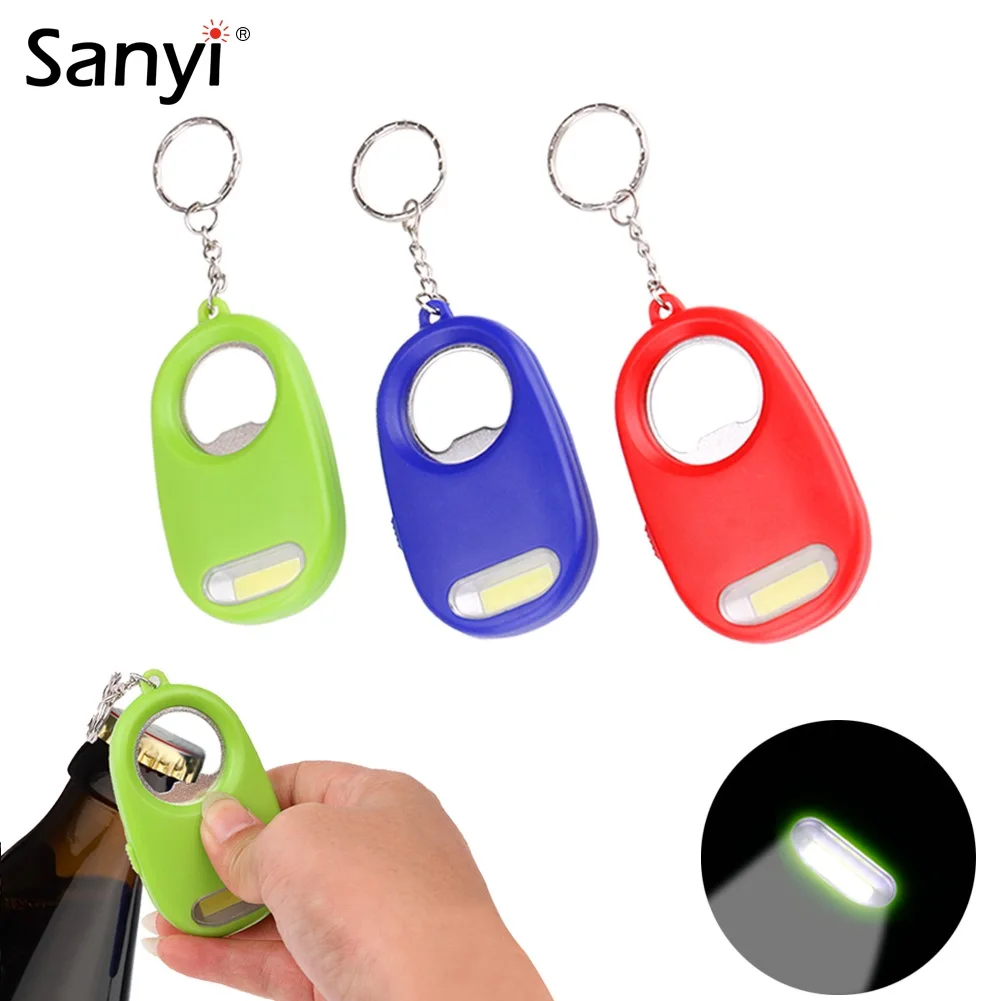 Sanyi Mini LED Flashlight Bottle Opener Keychain Light Portable Keyring