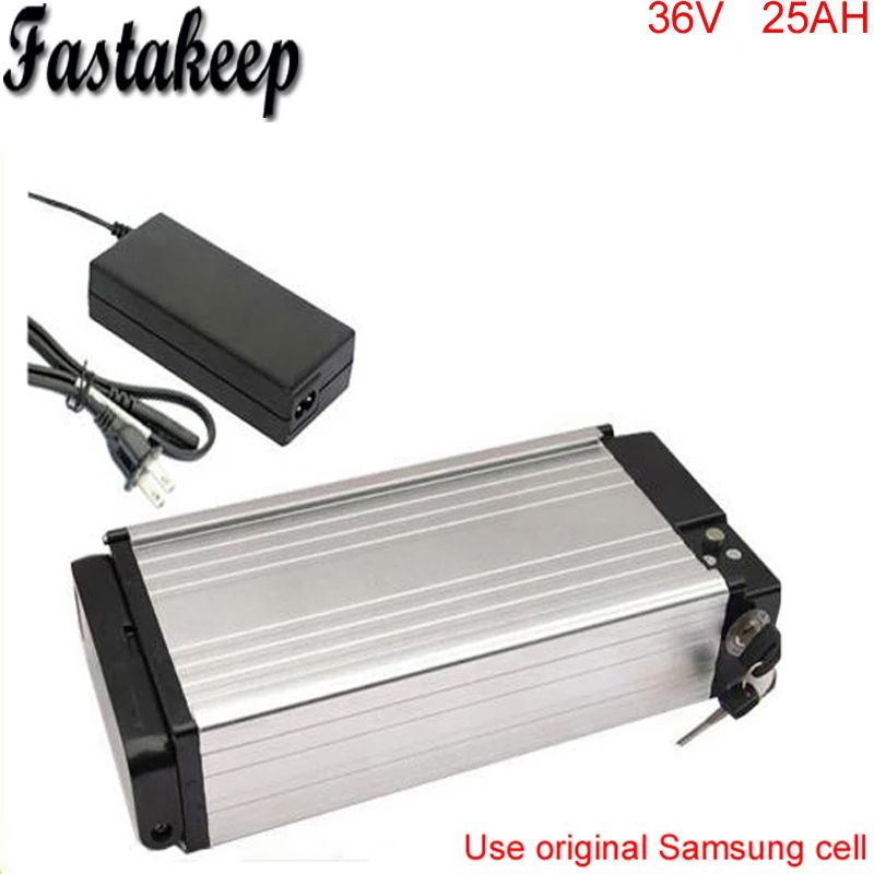 

eBike Rear Rack Battery 36V 25Ah Lithium ion Battery Pack with 42.0V 2A Charger for 36v 1000W Electric Bicycle