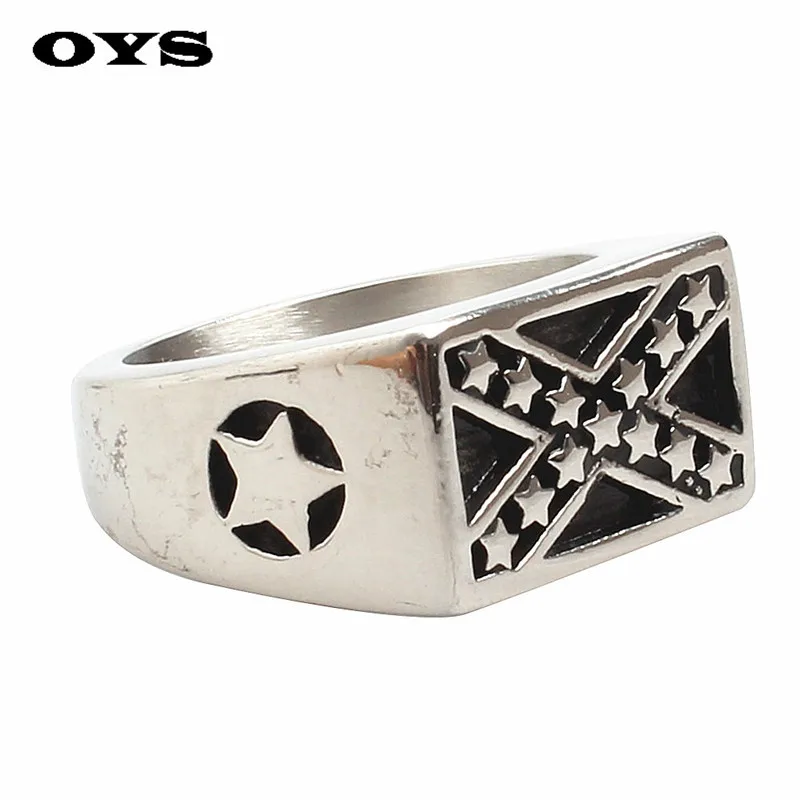 Retro Personality Soldier Cross Ring 316L Stainless Steel Biker Cross Stars Ring Free Shipping Wholesale