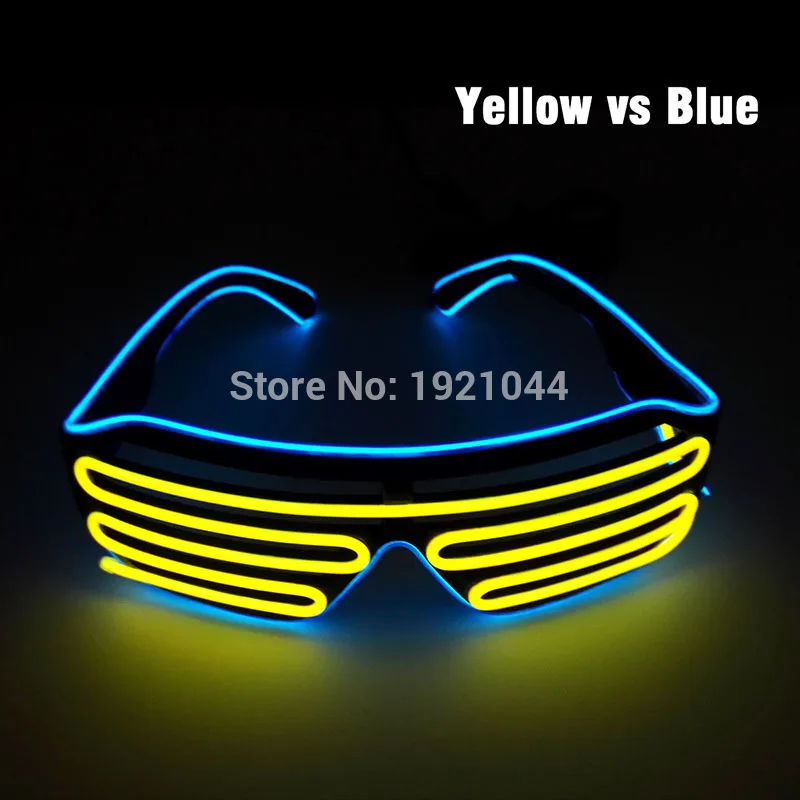 10 Цвета мигающий EL провода Led очки световой вечерние светильник ing красочные светящиеся подарок для Dj яркое светильник вечерние украшения - Цвет: yellow vs blue