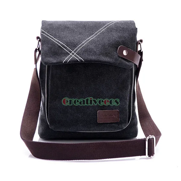 Мужская винтажная парусиновая школьная сумка через плечо, деловая Повседневная сумка - Цвет: Black Gray