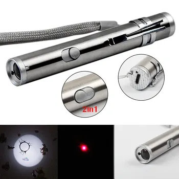 

2 in 1 USB Rechargeable Mini Flashlight Multifunction Portable Red Laser/Lighting Flashlight Torch Pen light